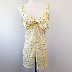 Vintage Y2K Dainty Floral Babydoll Fly Away Mesh Slip Tank Lingerie